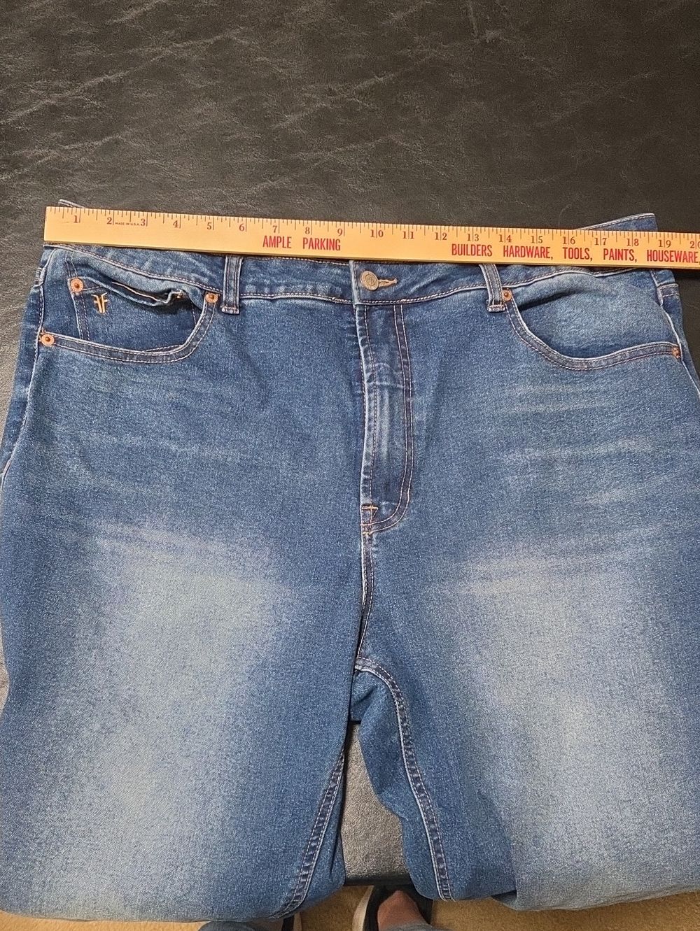 Frye Size 14 Blue Straight Leg Stretch Denim Jeans Medium Wash - Picture 7 of 10